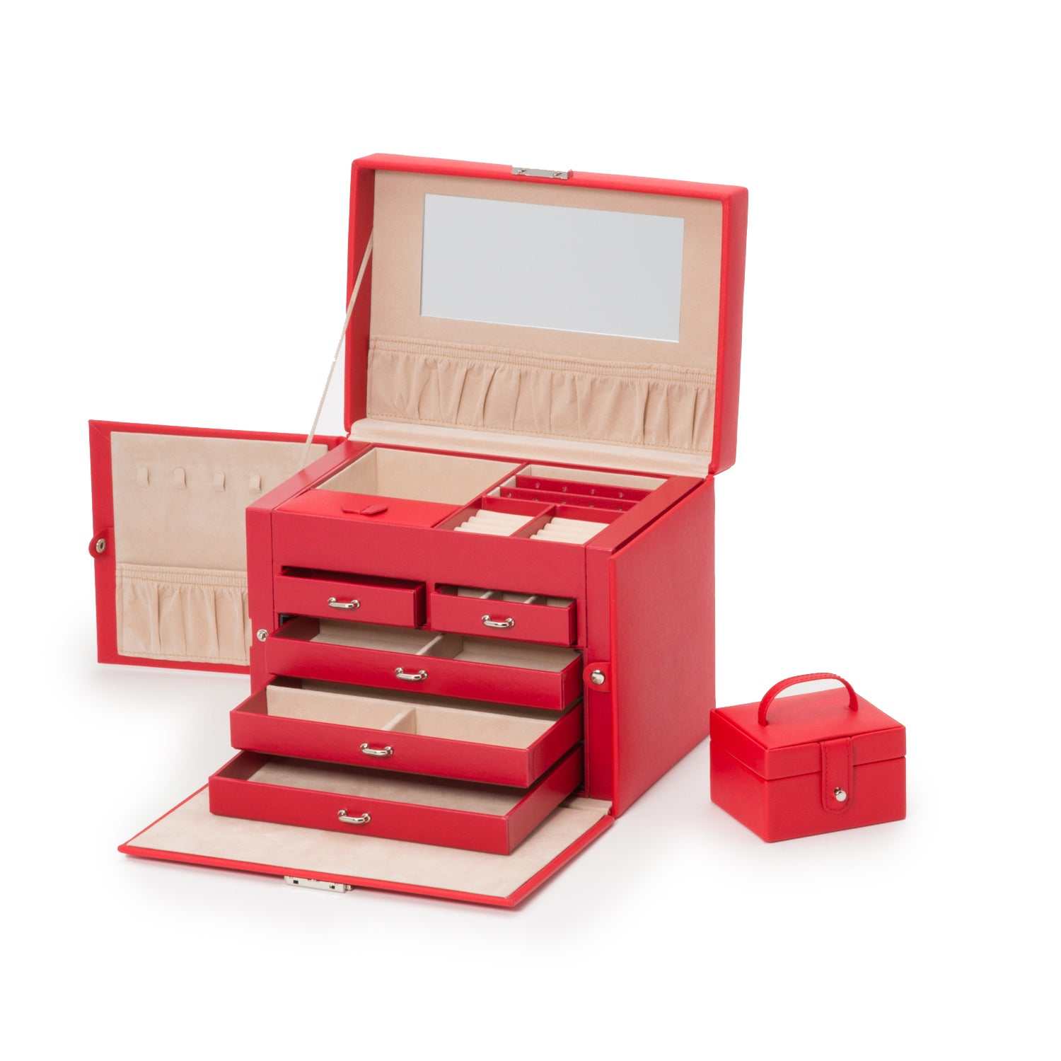 Watch Avenue UKJewellery BoxWolf Heritage Medium Jewellery Box Red Saffiano 280114Watch Avenue UK