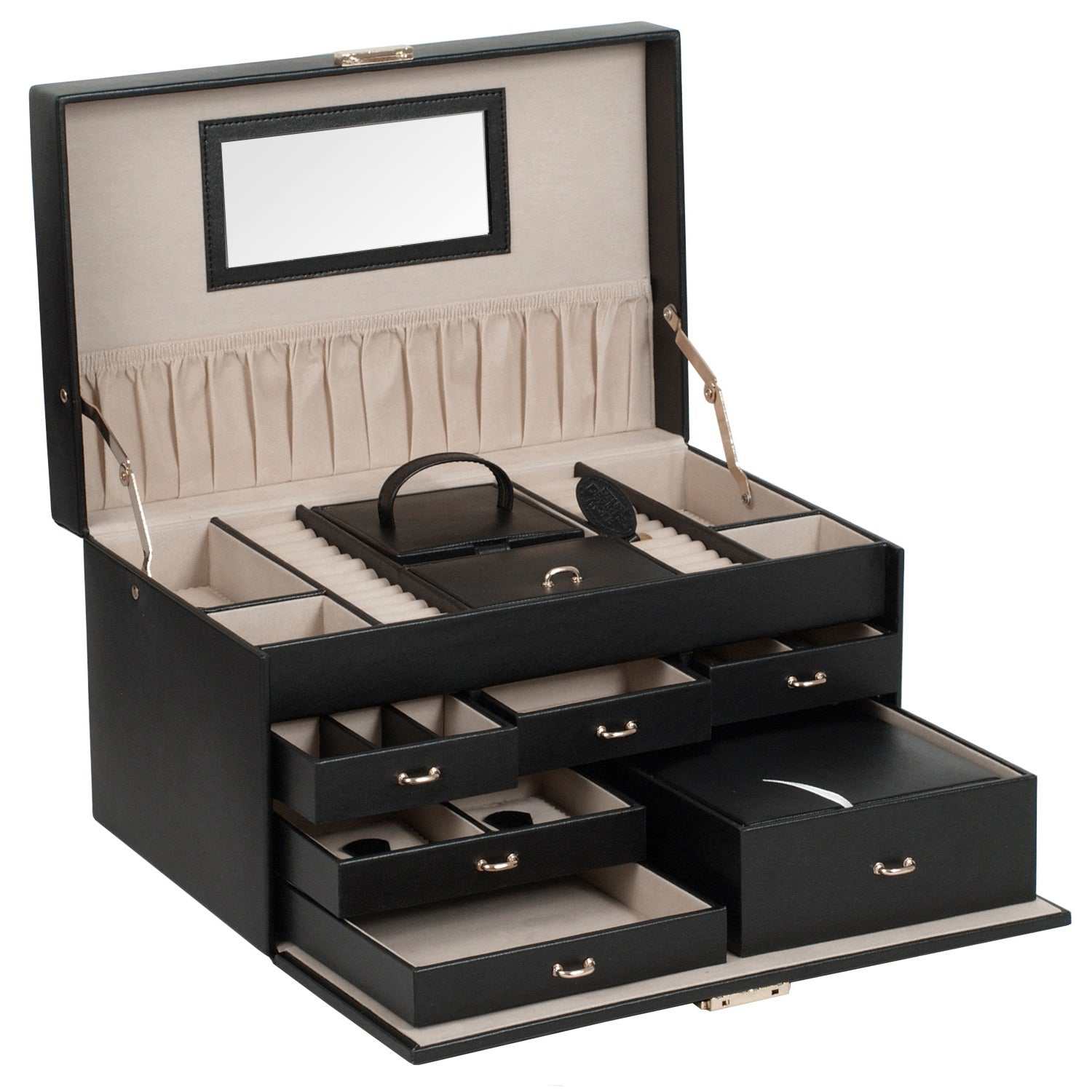 Jewellery BoxWolf Heritage Large Jewellery Box Black 280202Introducing the Wolf Heritage Large Jewellery Box in timeless Black (Model: 280202) – where classic style meets functional design for the perfect blend of sophistica