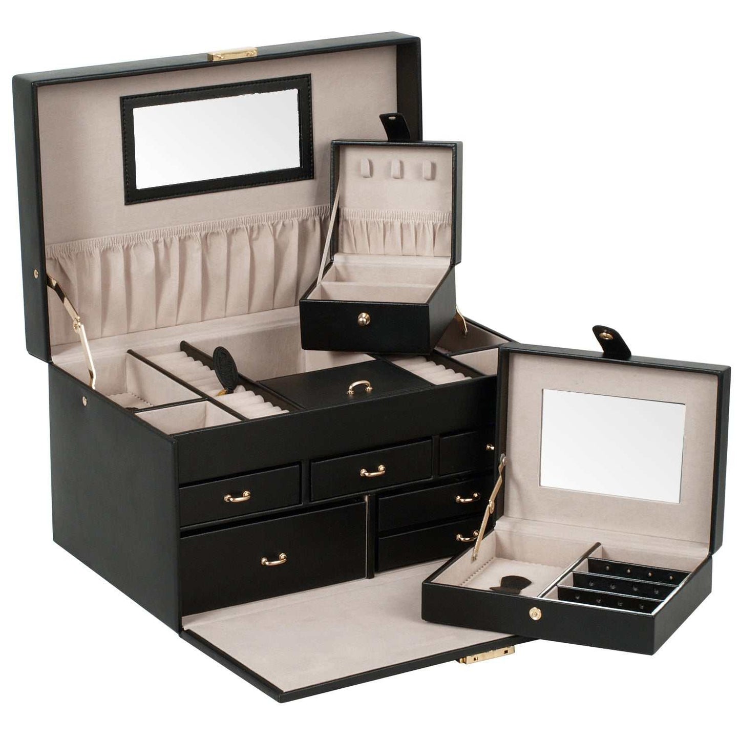 Jewellery BoxWolf Heritage Large Jewellery Box Black 280202Introducing the Wolf Heritage Large Jewellery Box in timeless Black (Model: 280202) – where classic style meets functional design for the perfect blend of sophistica