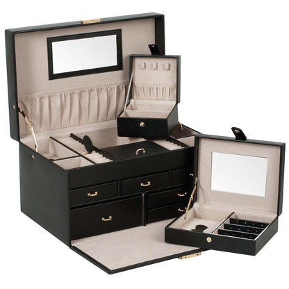 Jewellery BoxWolf Heritage Large Jewellery Box Black 280202Introducing the Wolf Heritage Large Jewellery Box in timeless Black (Model: 280202) – where classic style meets functional design for the perfect blend of sophistica