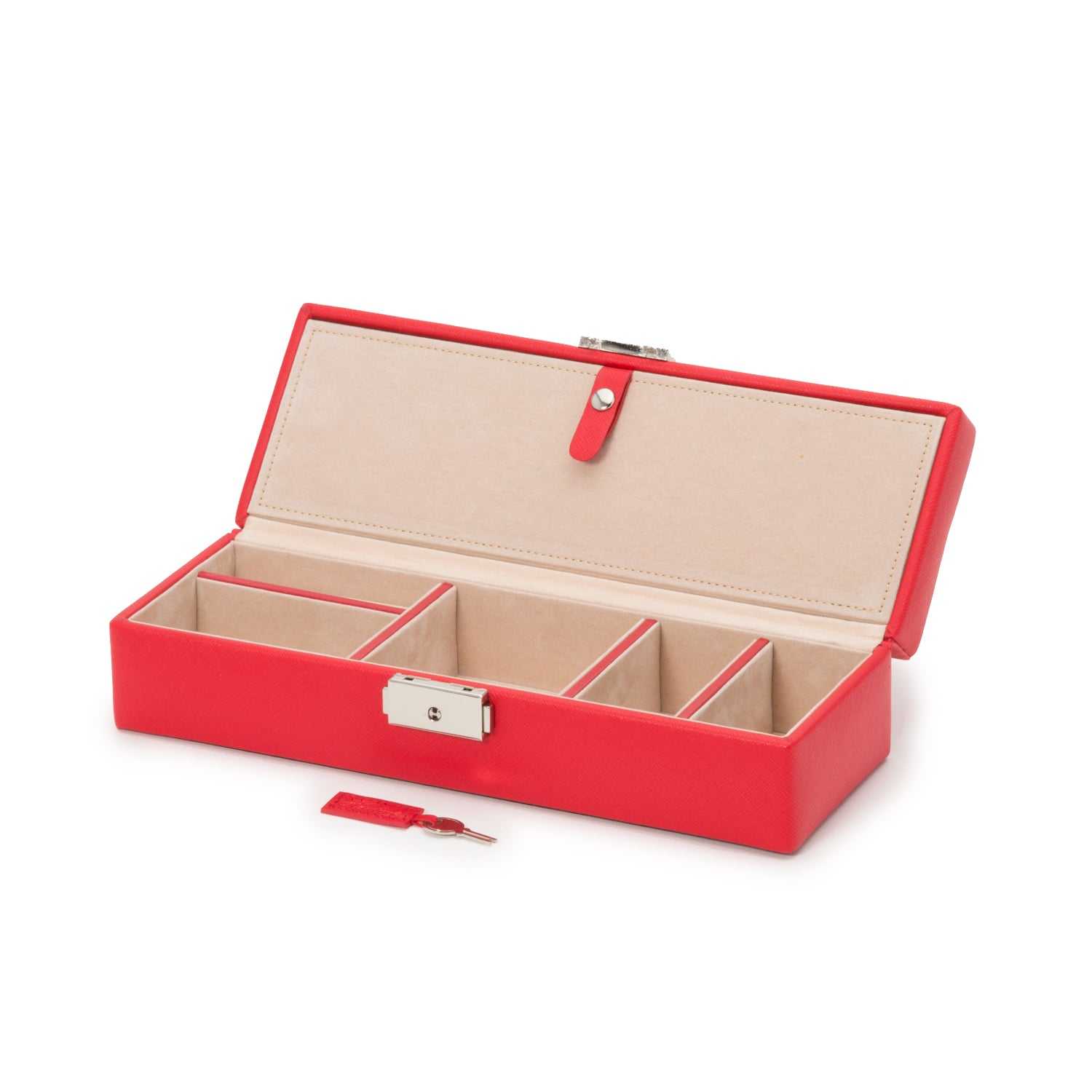 Jewellery BoxWolf Heritage Safe Deposit Jewellery Box Red Saffiano 280314Introducing the Wolf Heritage Safe Deposit Jewellery Box Red Saffiano 280314 (Model: 280314) – a fusion of classic style and functional design, redefining the way yo
