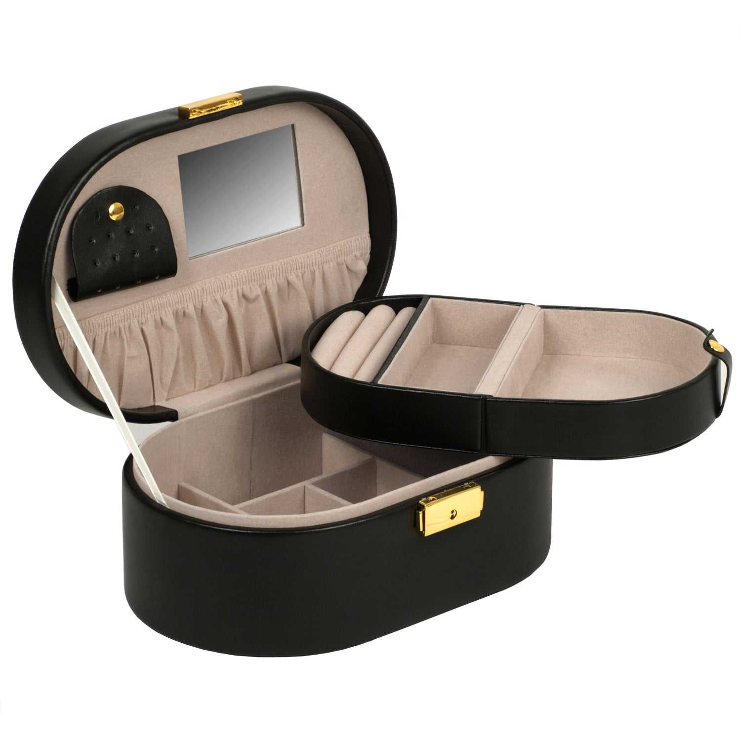 Watch Avenue UKJewellery BoxWolf Heritage Oval Jewellery Box Black 280502Watch Avenue UK