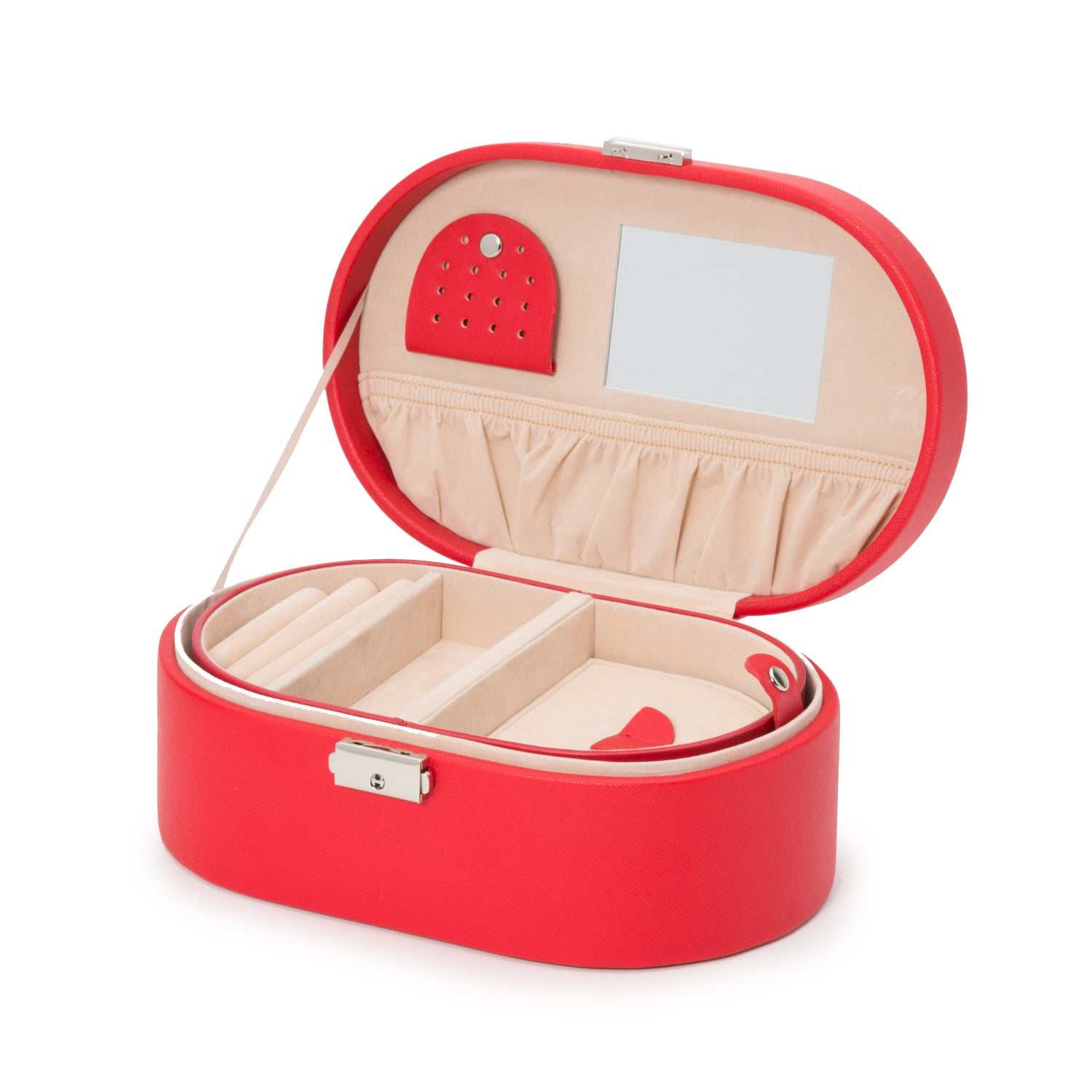 Watch Avenue UKJewellery BoxWolf Heritage Oval Jewellery Box Red Saffiano 280514Watch Avenue UK