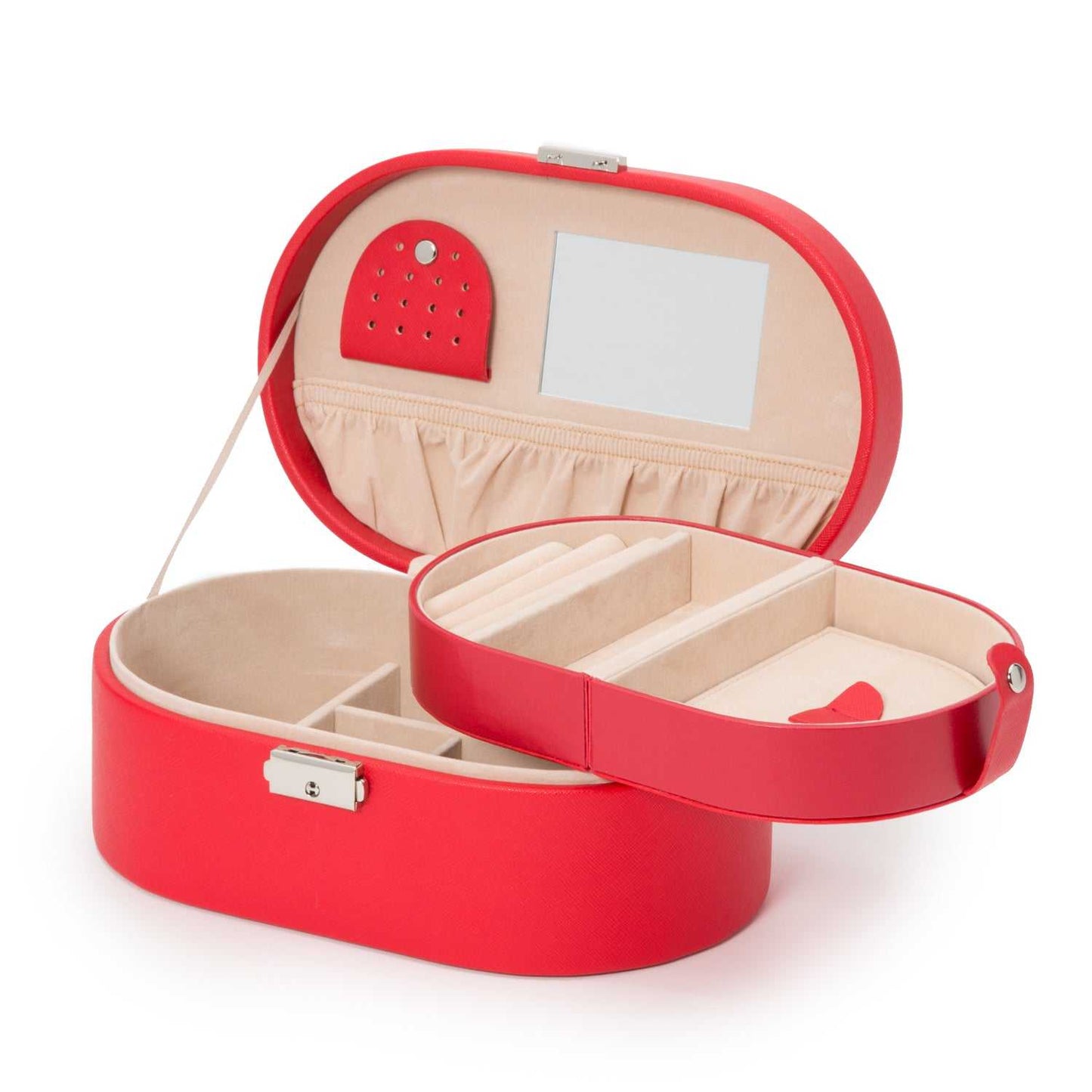 Watch Avenue UKJewellery BoxWolf Heritage Oval Jewellery Box Red Saffiano 280514Watch Avenue UK