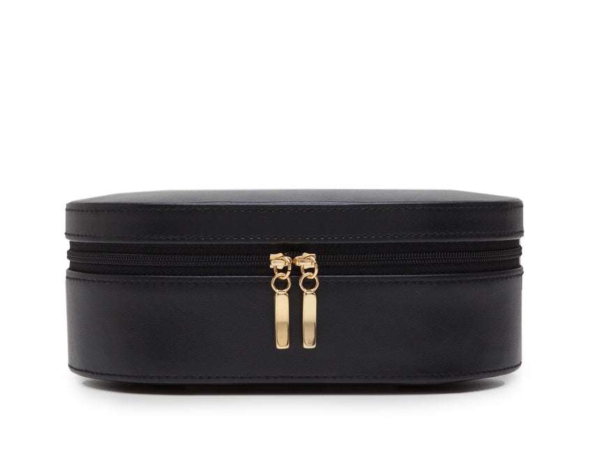 Watch Avenue UKJewellery BoxWolf Heritage Oval Zip Case Jewellery Box Black 280602Watch Avenue UK