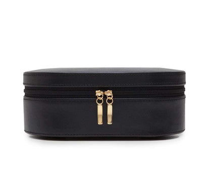 Watch Avenue UKJewellery BoxWolf Heritage Oval Zip Case Jewellery Box Black 280602Watch Avenue UK