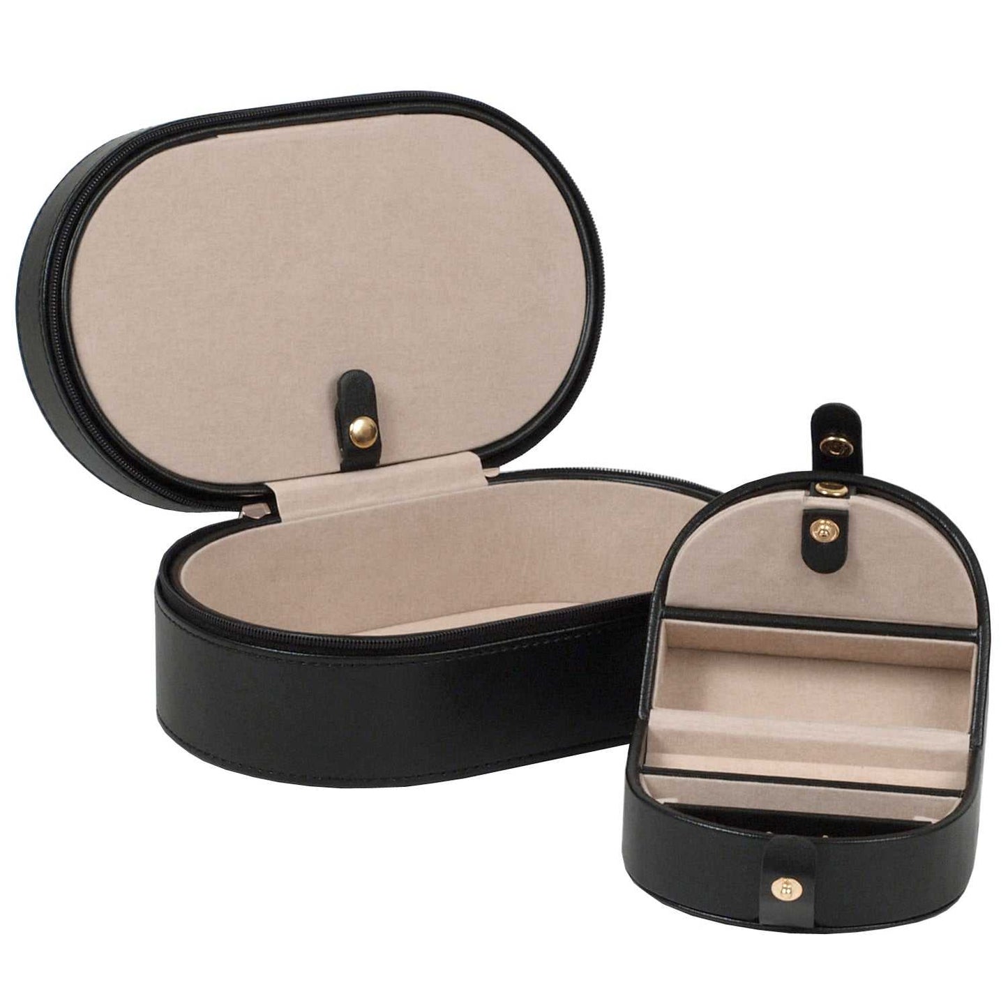 Watch Avenue UKJewellery BoxWolf Heritage Oval Zip Case Jewellery Box Black 280602Watch Avenue UK