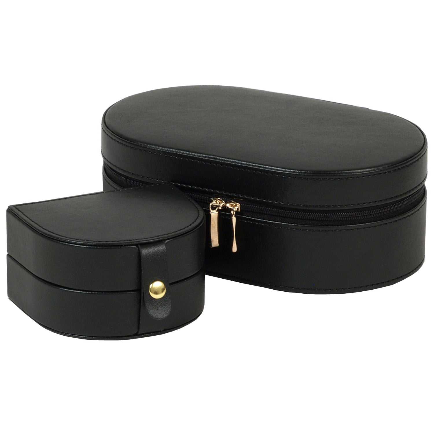 Watch Avenue UKJewellery BoxWolf Heritage Oval Zip Case Jewellery Box Black 280602Watch Avenue UK