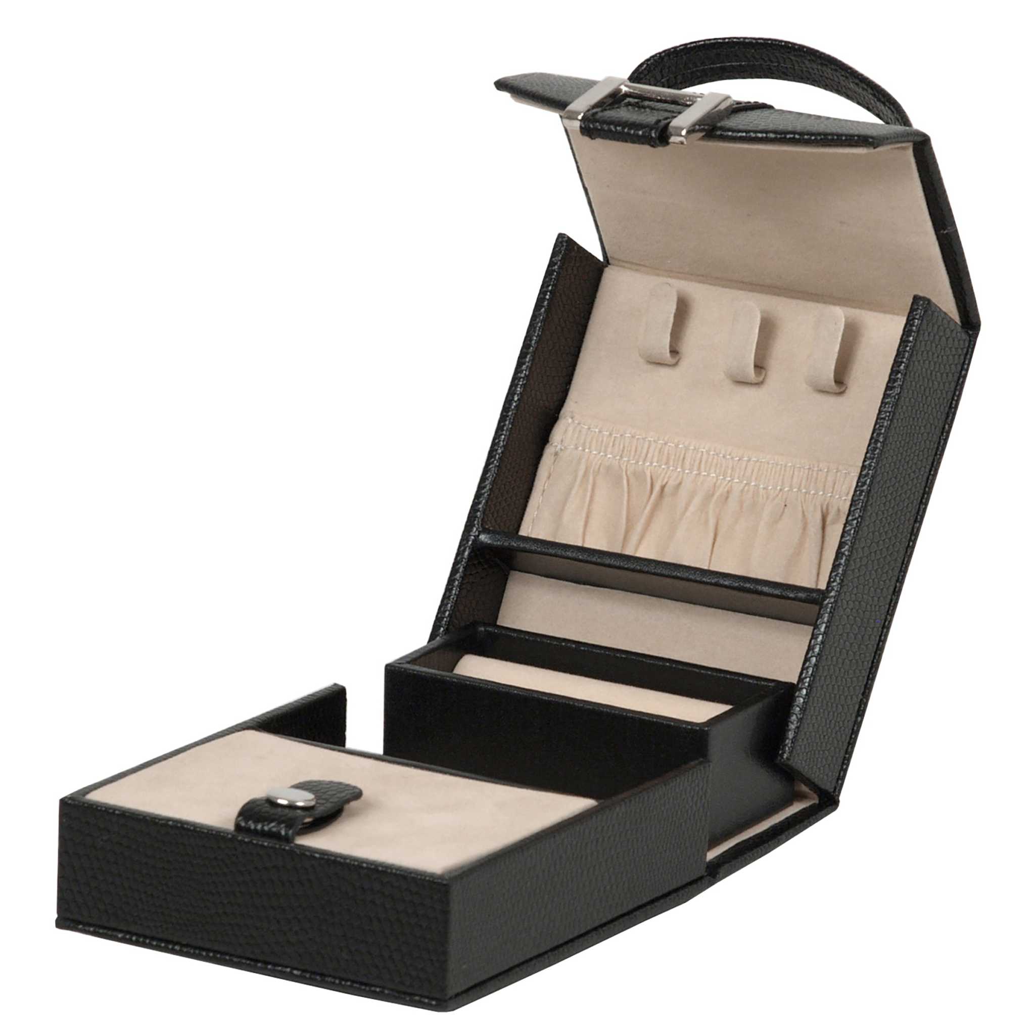Jewellery BoxWolf Heritage Fold-Out Travel Black Jewellery Box 281202Introducing the Wolf Heritage Fold-Out Travel Black Jewellery Box (Model: 281202)– a perfect marriage of classic design and vibrant aesthetics. Elevate your jewelry 