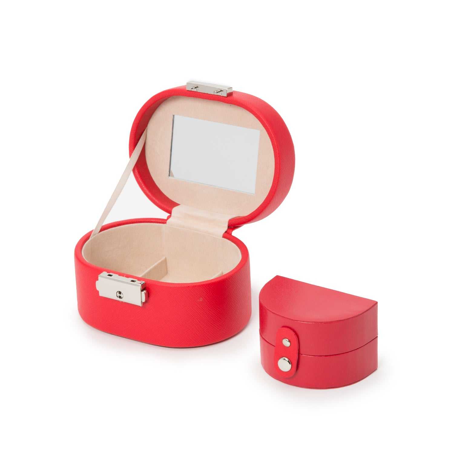 Watch Avenue UKJewellery BoxWolf Heritage Mini Oval Jewellery Box Red Saffiano 281414Watch Avenue UK