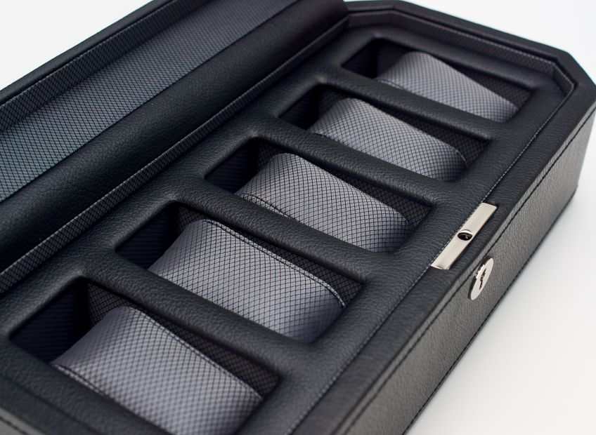 watch boxesWolf Heritage Windsor 5 Piece Watch Box Black/Grey 4583029Introducing the Wolf Heritage Windsor 5 Piece Watch Box in Black/Grey (Model 4583029) – a sleek and functional accessory meticulously crafted to showcase and organiz