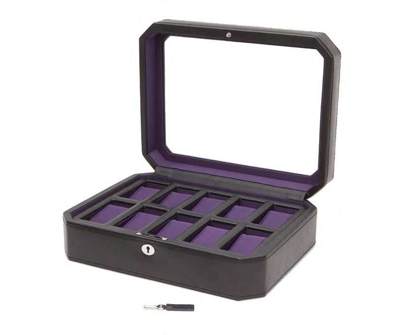 Watch Avenue UKwatch boxesWolf Heritage Windsor 10 Piece Watch Box Black/Purple 458403Watch Avenue UK