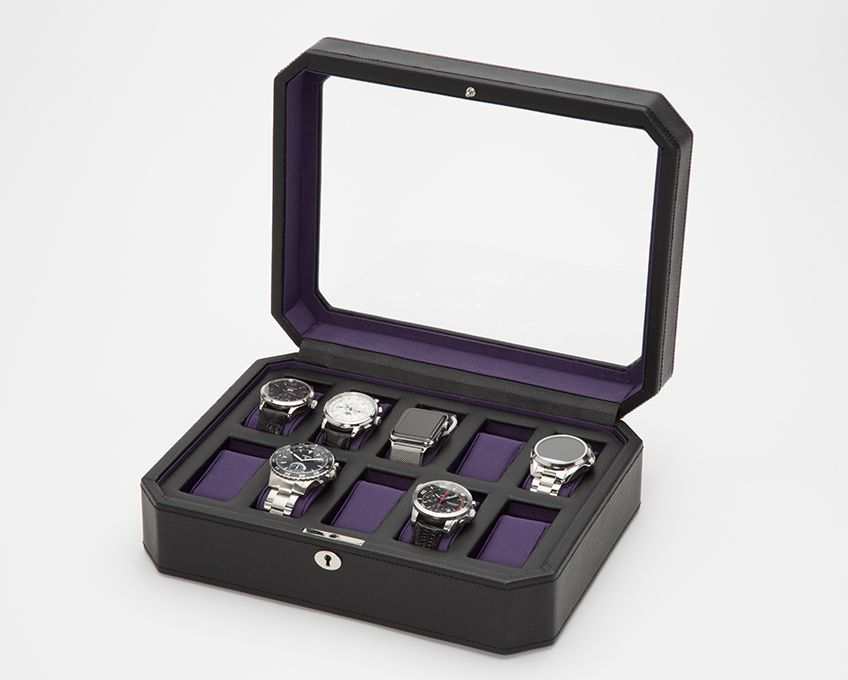 Watch Avenue UKwatch boxesWolf Heritage Windsor 10 Piece Watch Box Black/Purple 458403Watch Avenue UK