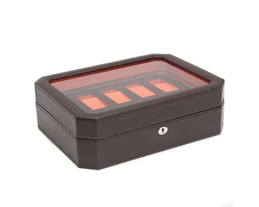 side view lid closed collectors watch box Wolf orange