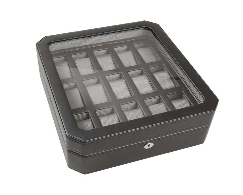 watch boxesWolf Heritage Windsor 15 Piece Watch Box Black/Grey 4585029Introducing the Wolf Heritage Windsor 15 Piece Watch Box in Black/Grey (Model 4585029) – a stylish and functional accessory meticulously crafted to showcase and orga
