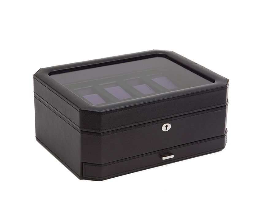 Wolf Heritage Windsor 10 Piece Watch Box with Drawer Black/Purple 458603