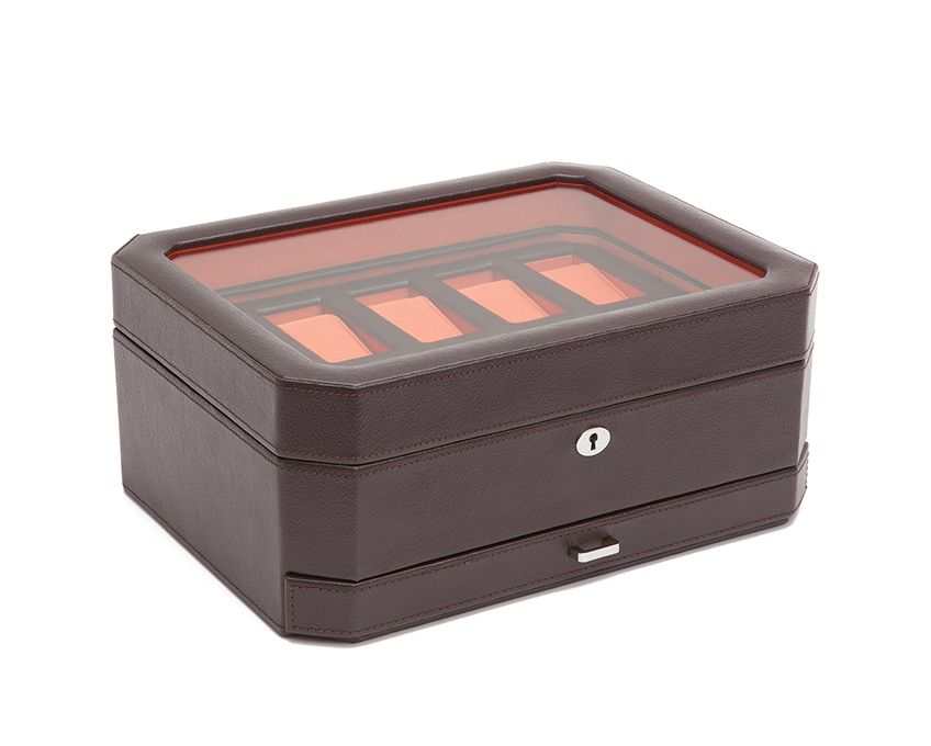 Watch Avenue UKwatch boxesWolf Heritage Windsor 10 Piece Watch Box with Drawer Brown/Orange 4586Watch Avenue UK