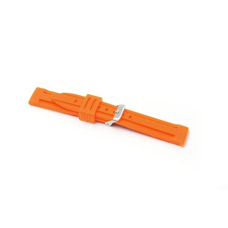 Orange silicone watch strap, durable and water-resistant, for active lifestyles.