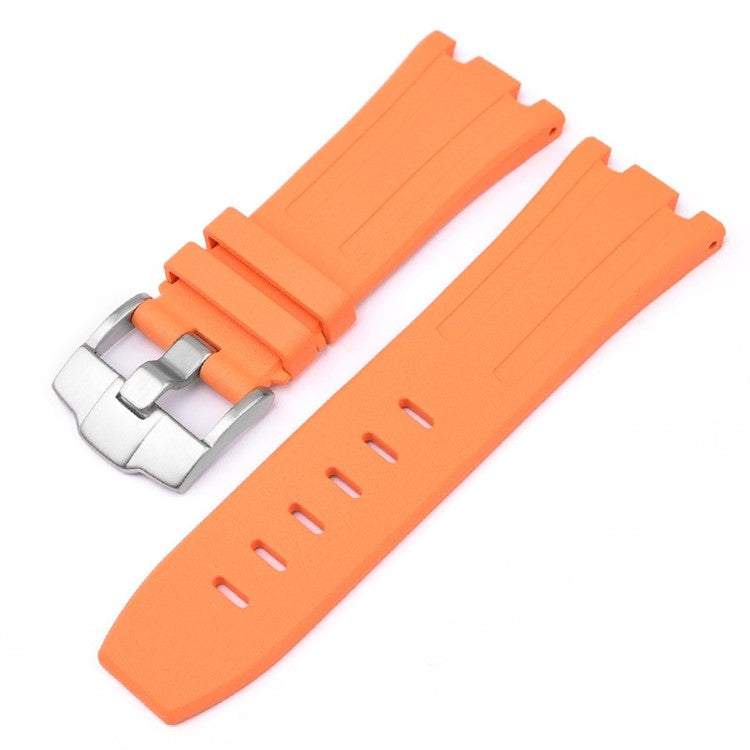 Premium orange rubber strap compatible with Audemars Piguet Royal Oak watch, offering comfort and durability for active lifestyles.