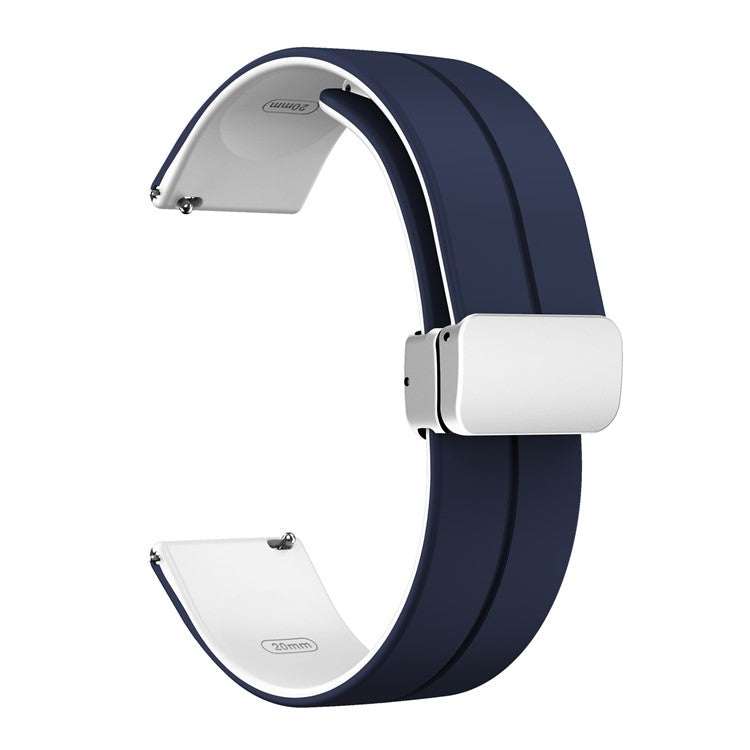 Two-tone silicone watch strap with folding clasp, quick-release spring bars, and water-resistant material.