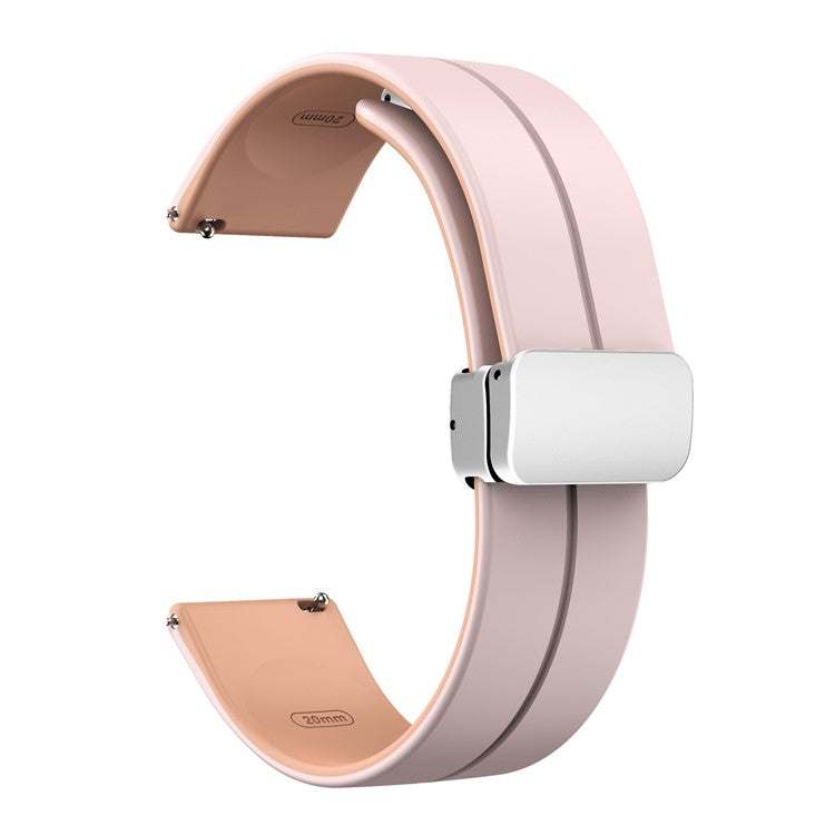 Two-color silicone watch strap with quick-release spring bars and folding clasp.