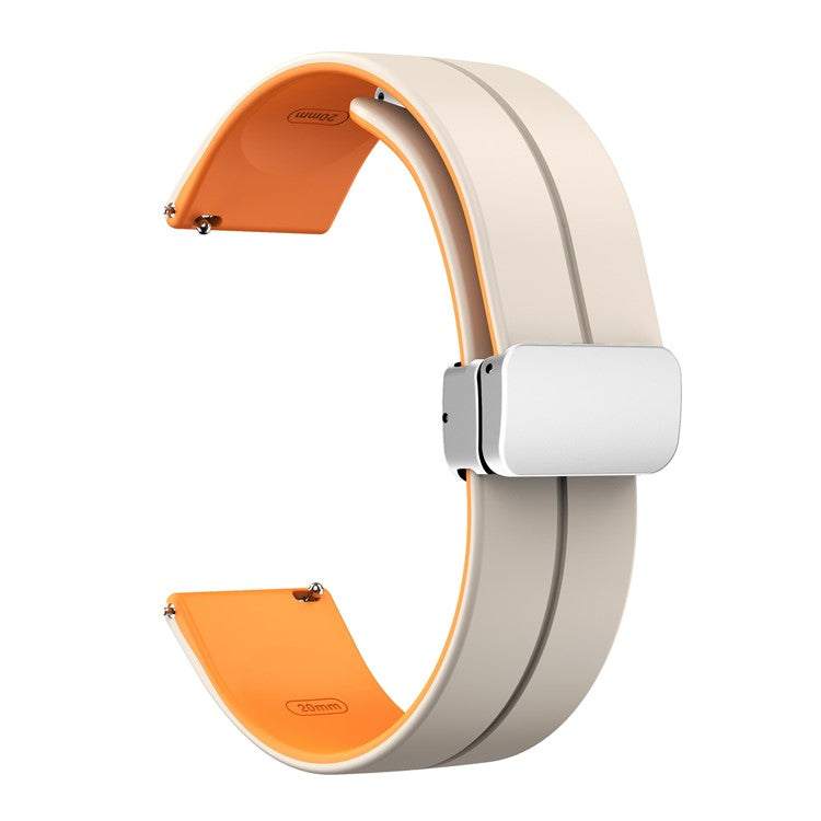 Two-color silicone watch strap with quick-release clasp and durable design.