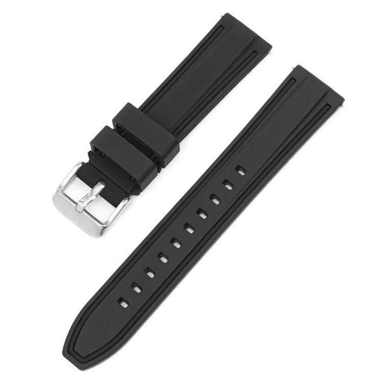 Quick release sport silicone watch strap, sleek design, black, durable and water-resistant.