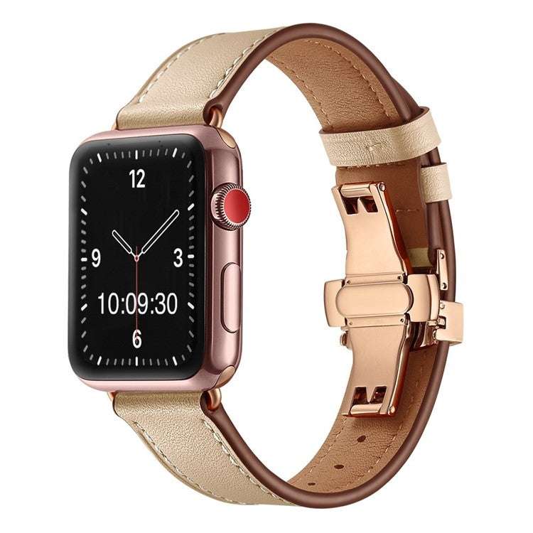 Premium Leather Apple Watch Strap with Rose Gold Clasp | SophisticatedExperience the ultimate in sophistication with our Premium Leather Apple Watch Strap, meticulously crafted from the finest quality leather. This strap features a sub