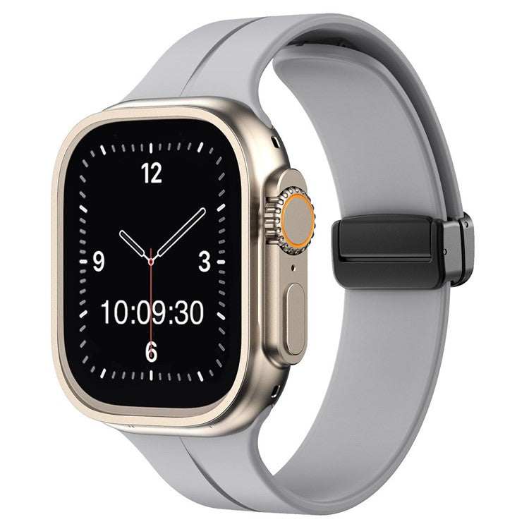 Magnetic silicone sport watch strap compatible with all Apple Watch sizes and generations.