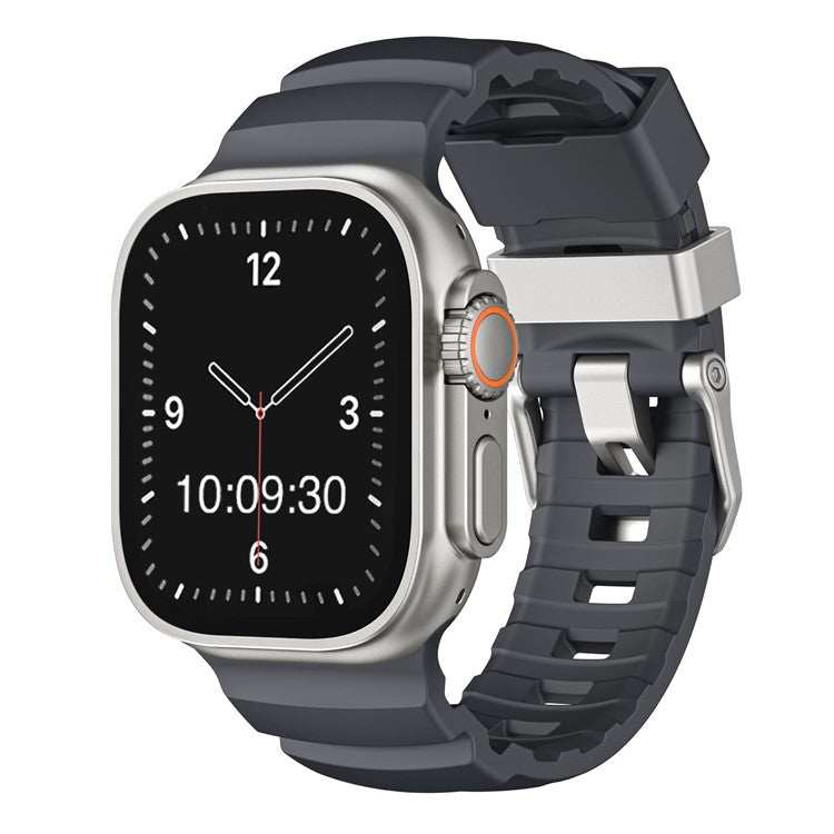 Premium FKM Rubber Strap for Apple Watch – Black/Silver Options