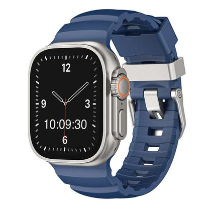 Premium FKM Rubber Strap for Apple Watch – Black/Silver Options