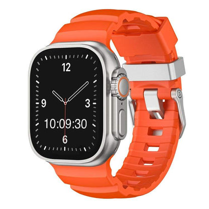 Premium FKM Rubber Strap for Apple Watch – Black/Silver Options