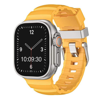 Premium FKM Rubber Strap for Apple Watch – Black/Silver Options