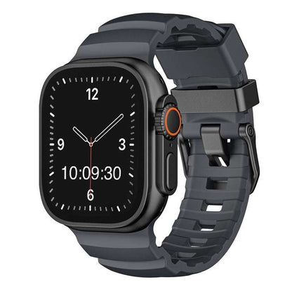 Premium FKM Rubber Strap for Apple Watch – Black/Silver Options