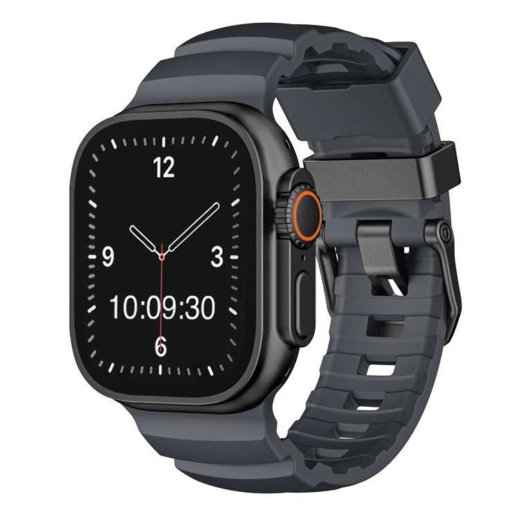 Premium FKM Rubber Strap for Apple Watch – Black/Silver Options