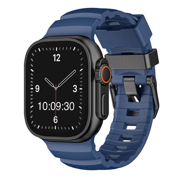 Premium FKM Rubber Strap for Apple Watch – Black/Silver Options