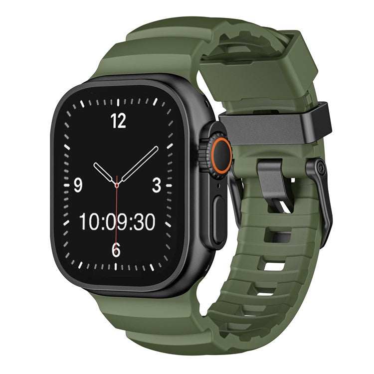 Premium FKM Rubber Strap for Apple Watch – Black/Silver Options