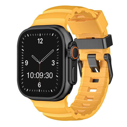 Premium FKM Rubber Strap for Apple Watch – Black/Silver Options