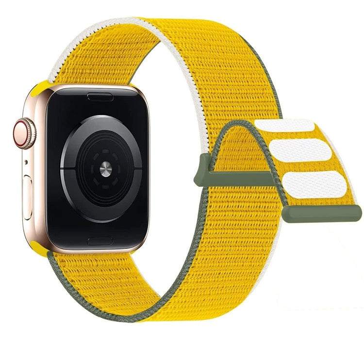 Yellow woven nylon sport loop watch strap for Apple Watches.