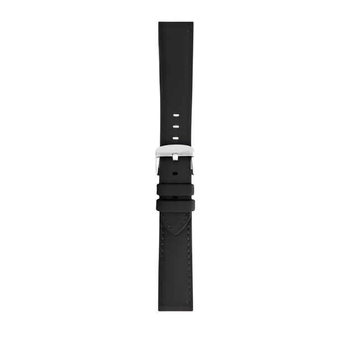 Black Morellato Capri recycled watch strap with silver buckle, eco-friendly and sleek design.
