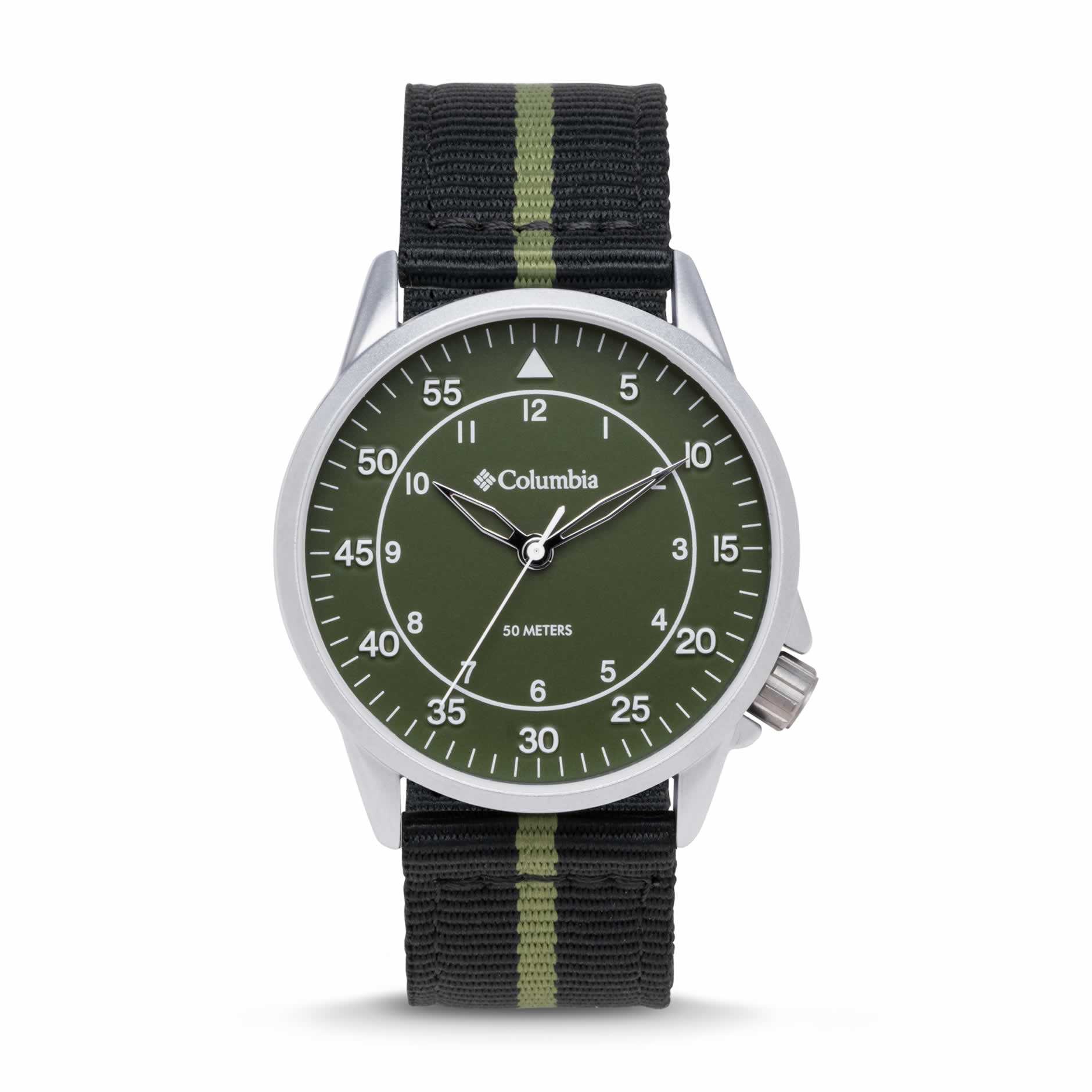 ColumbiaWatchColumbia Watch Viewmont Steel Colour Olive Dial Black Olive Silicone SWatch Avenue UK