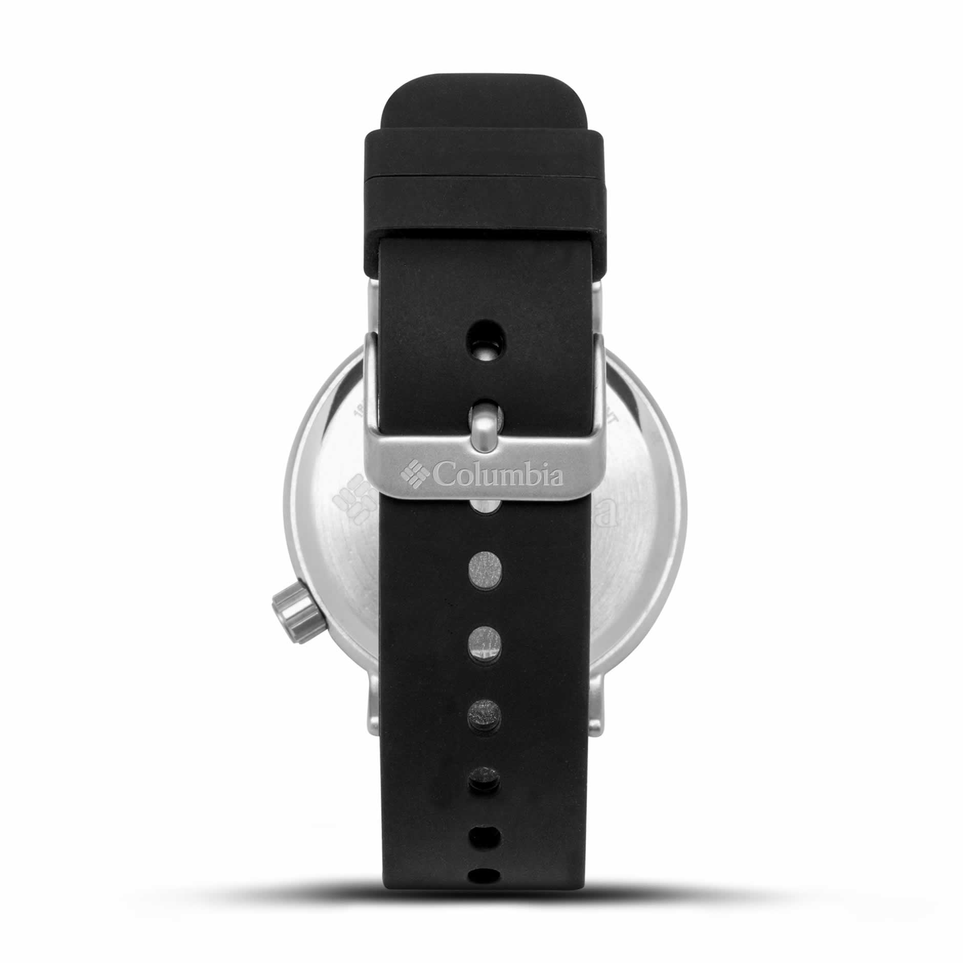 WatchColumbia Watch Trailbanks Steel Colour Black Dial Black Silicone Strap