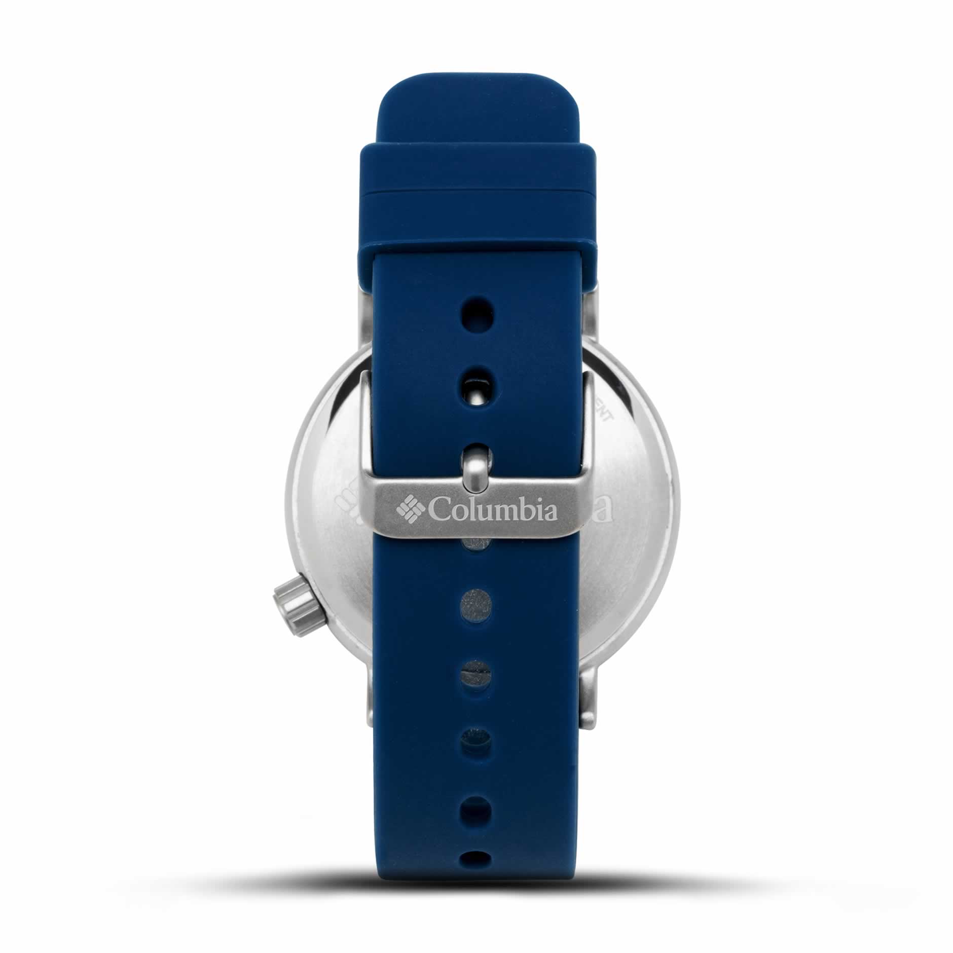 WatchColumbia Watch Trailbanks Steel Colour White Dial Blue Silicone Strap