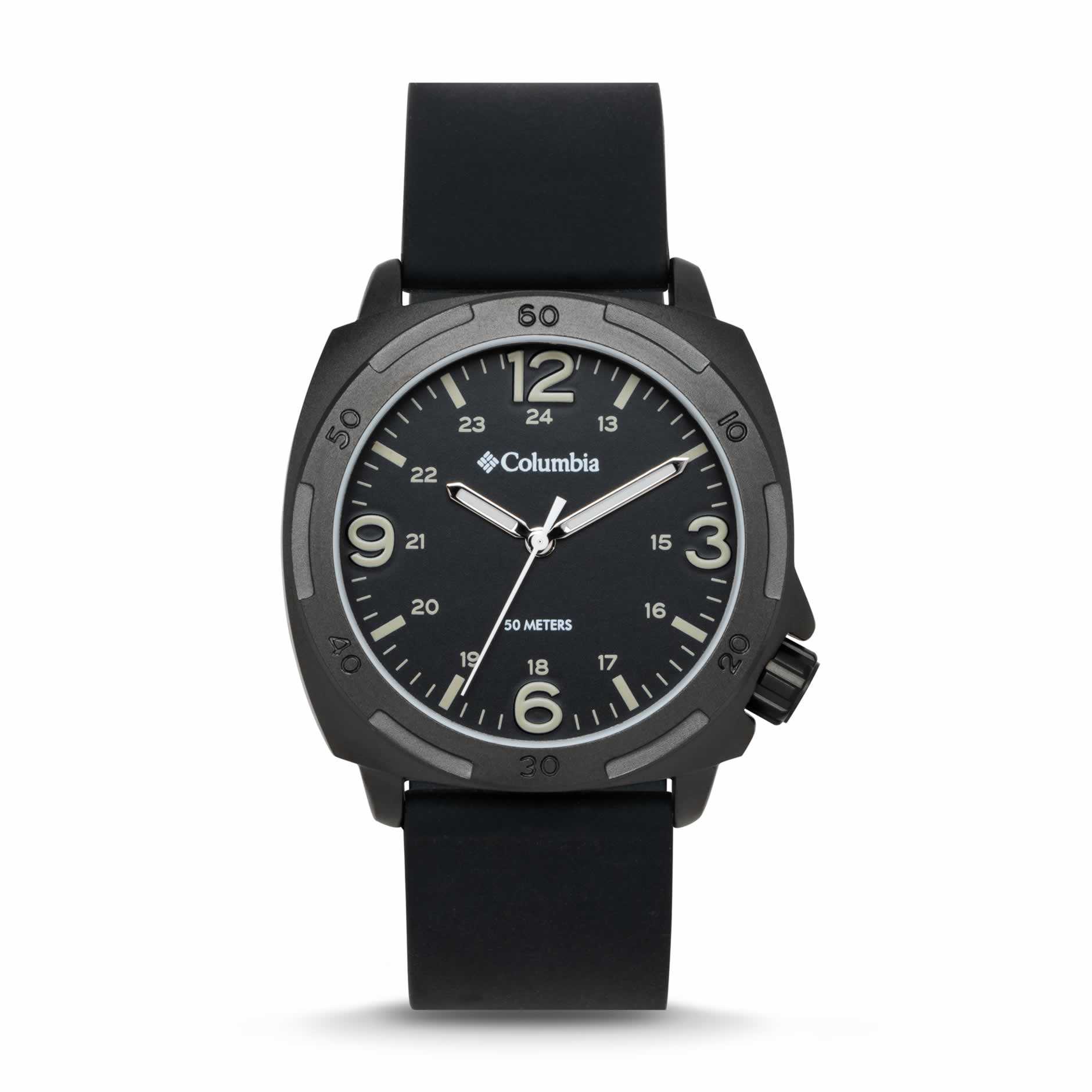 WatchColumbia Watch Delta Ridge Black Case Black Dial Black Silicone Strap