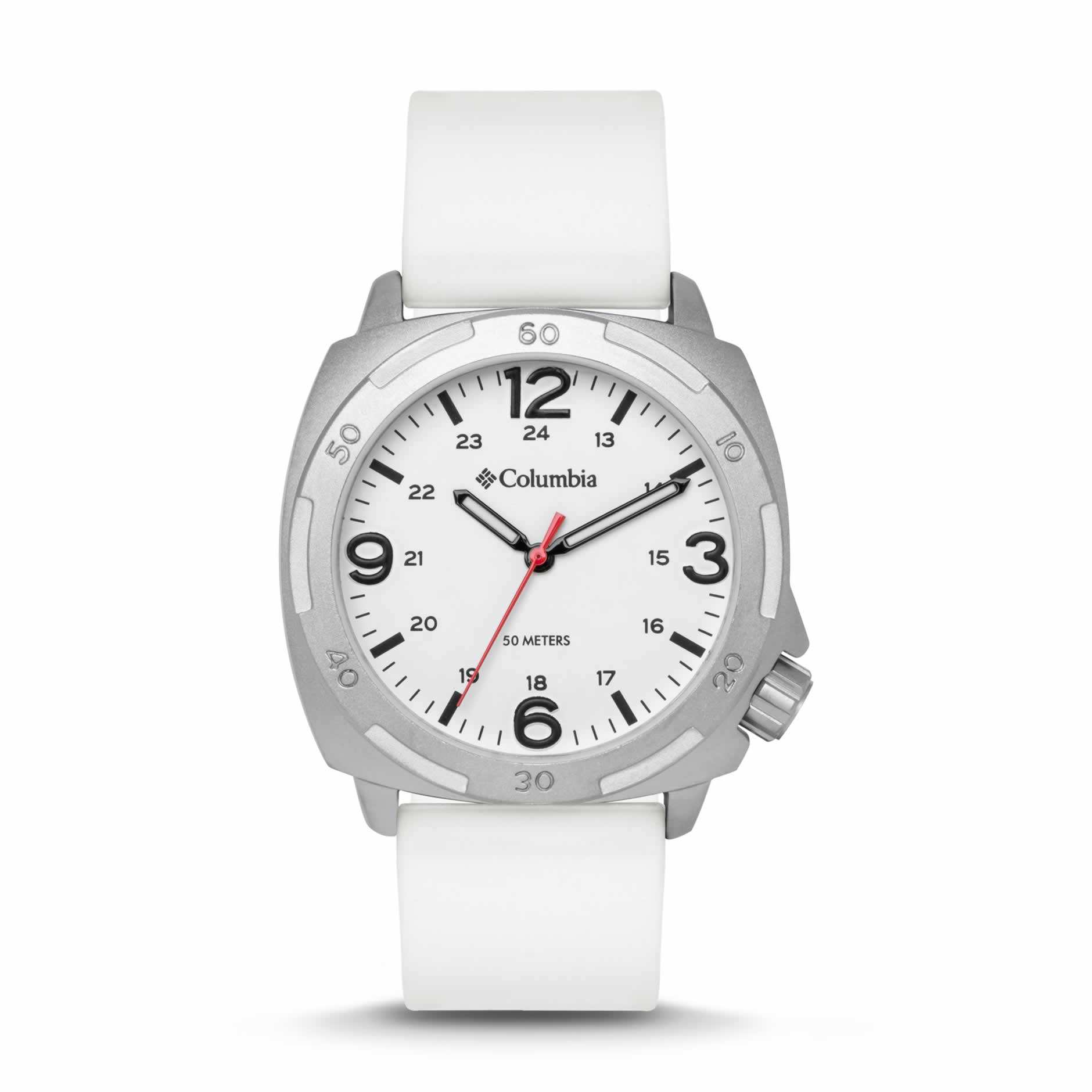 WatchColumbia Watch Delta Ridge Steel Colour White Dial White Silicone Stra