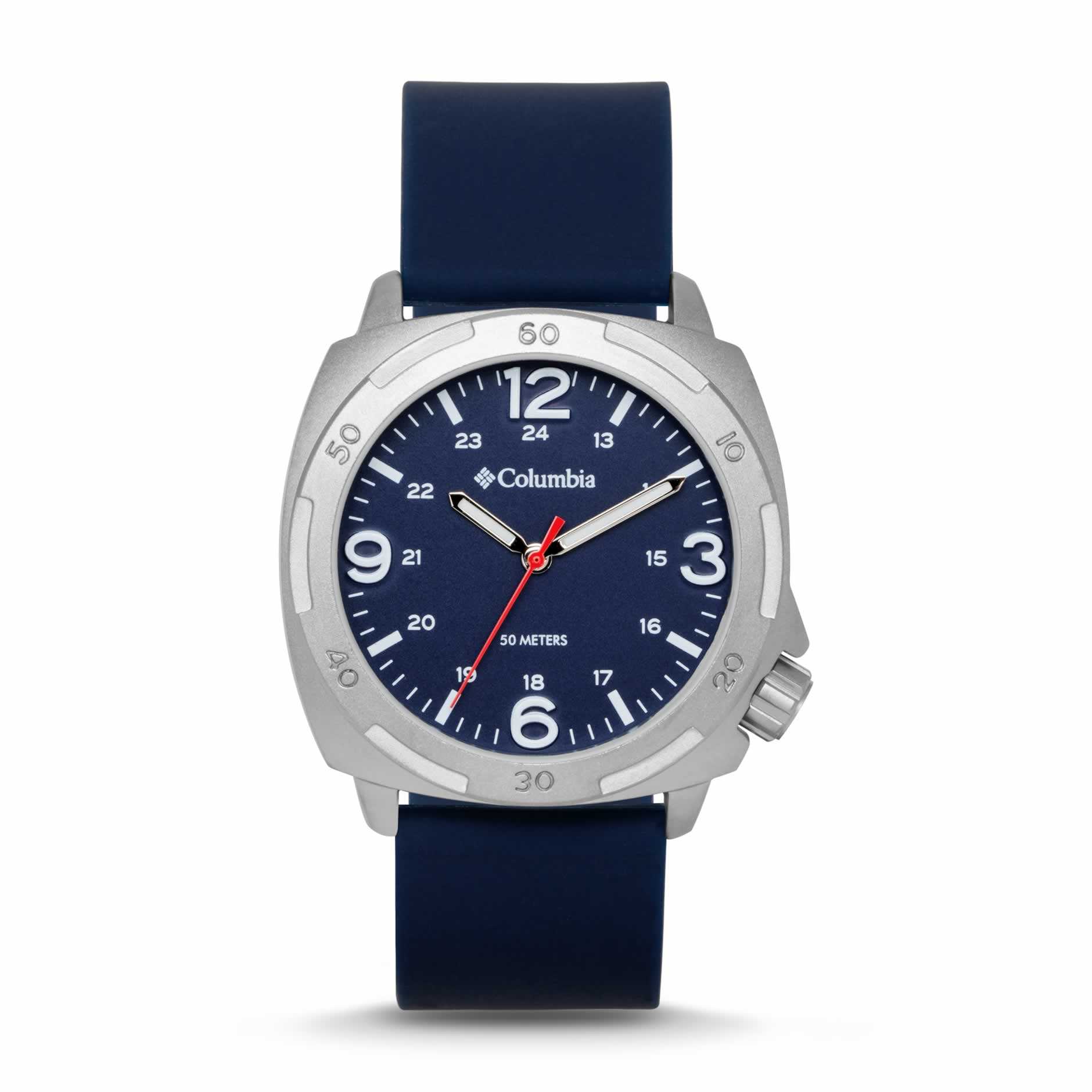 WatchColumbia Watch Delta Ridge Steel Colour Blue Dial Blue Silicone Strap