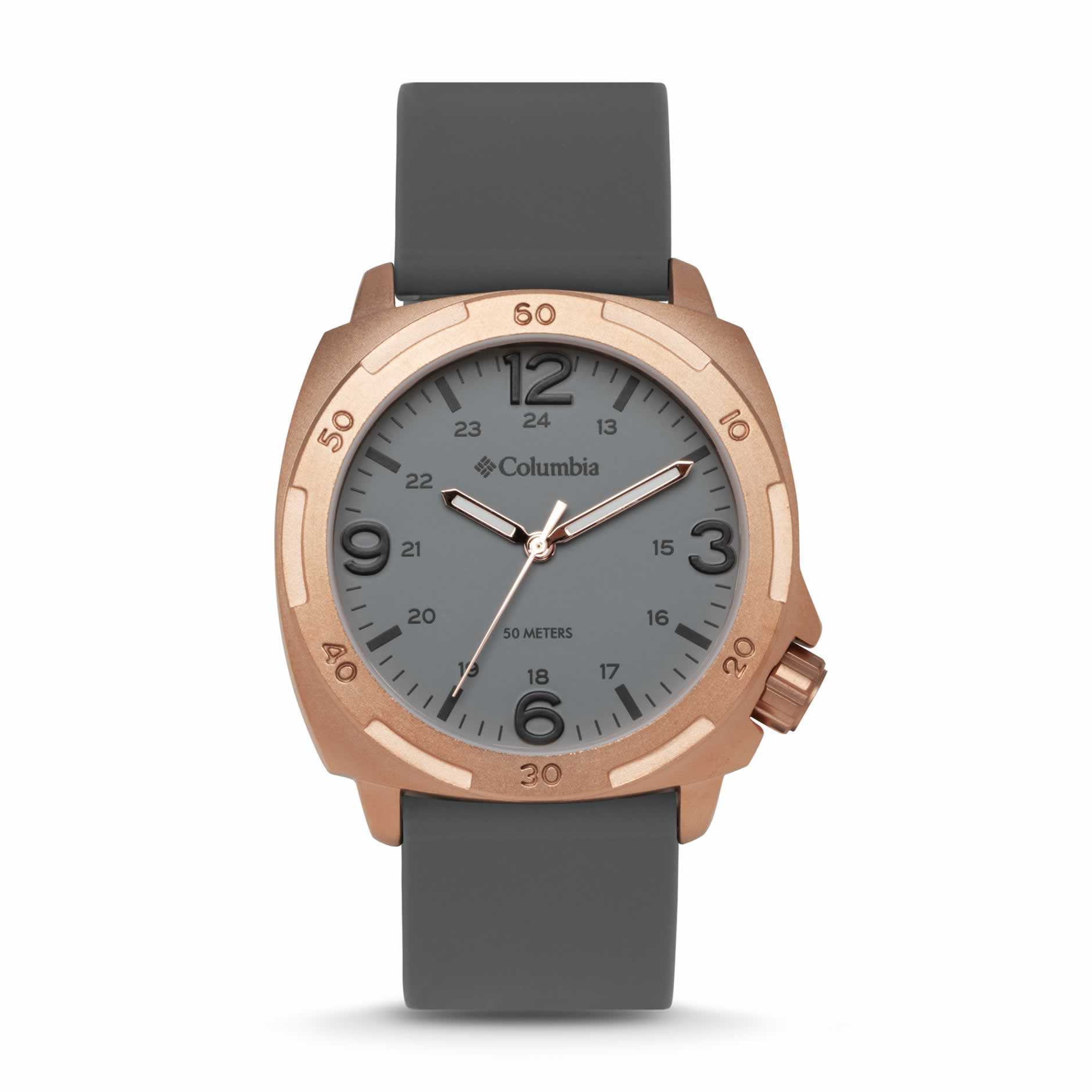 WatchColumbia Watch Delta Ridge Rose Gold Case Grey Dial Grey Silicone Stra