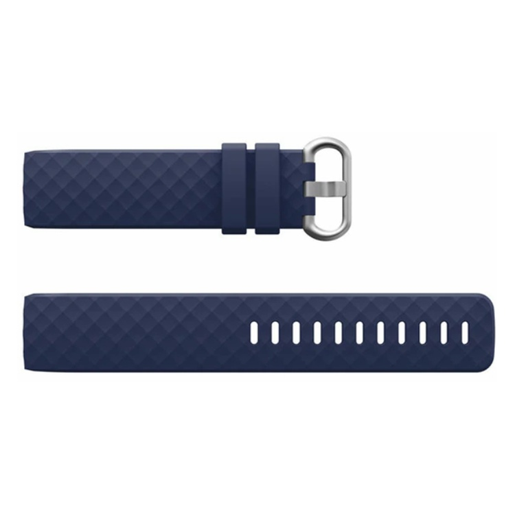 Fitbit Charge 3 and 4 compatible straps in navy, available in sizes S and L for a secure fit.