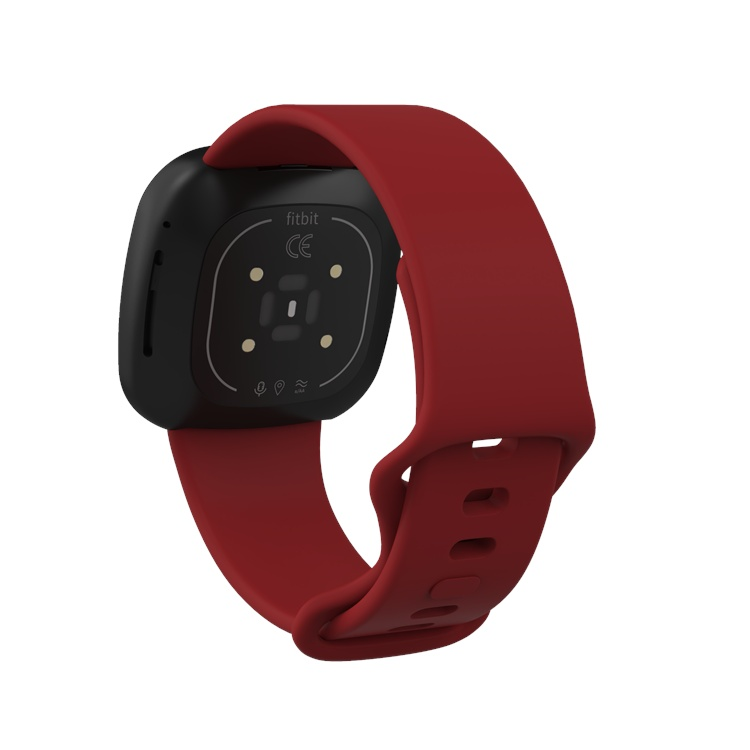 Fitbit Versa 3 compatible strap in red, available in sizes S and L.