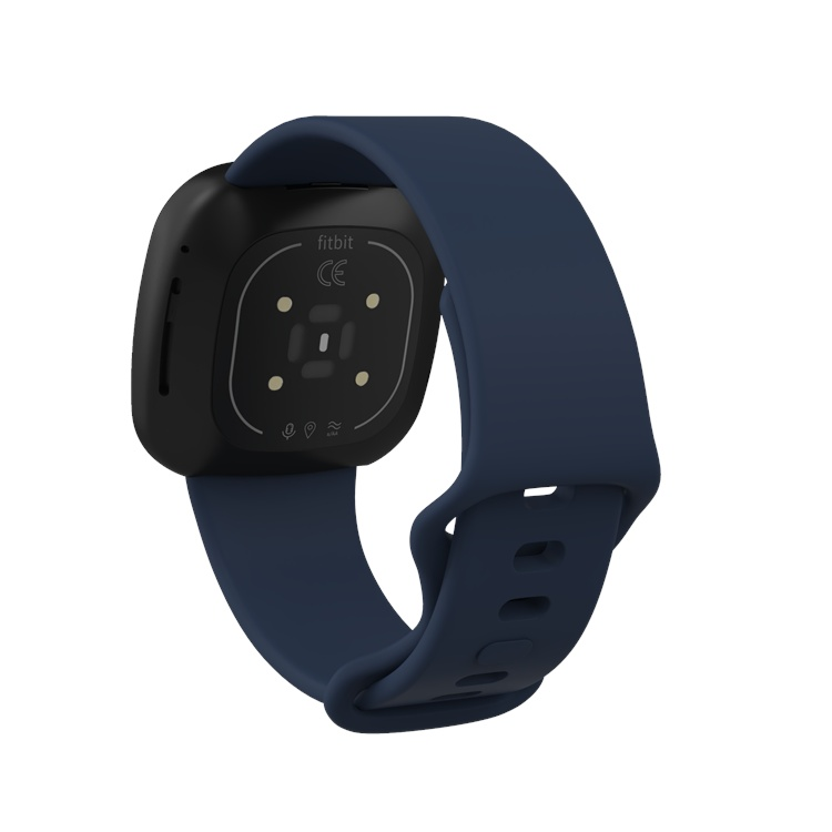 Fitbit Versa 3 compatible strap in navy blue for sizes S and L.